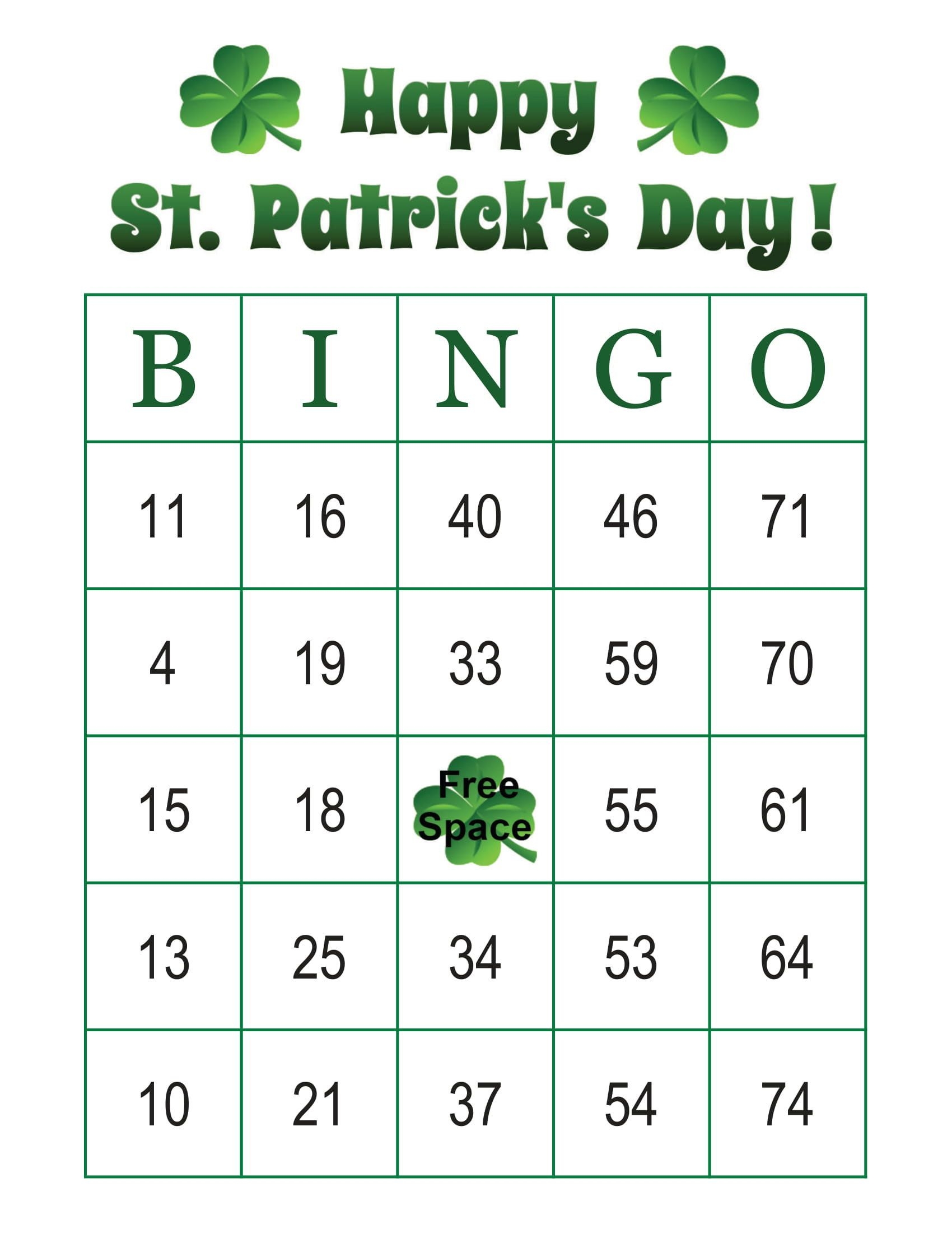 Free Printable St Patricks Day Bingo Cards Printable Templates