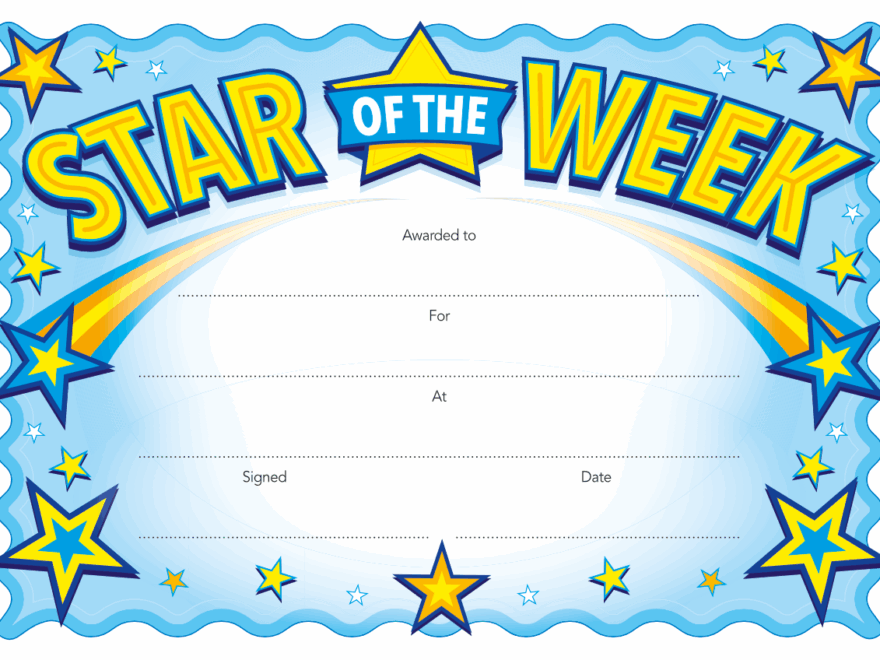 Free Printable Star Of The Week Certificate Template Printable Templates