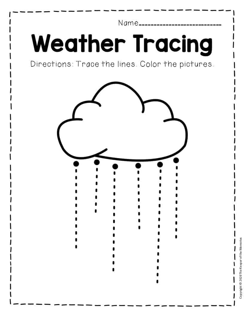 Free Printable Storm Clouds Tracing Weather Preschool Worksheets The 