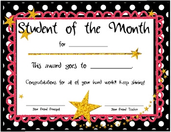 Printable Student Of The Month Certificate