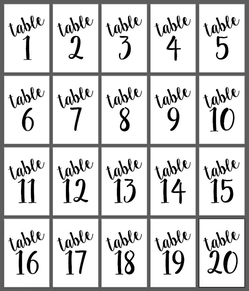 Free Printable Table Numbers Template