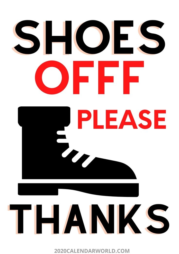 Free Printable Take Your Shoes Off Sign Printable Word Searches