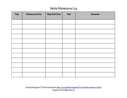 Free Printable Vehicle Maintenance Log Why You Should Have One In Your Car