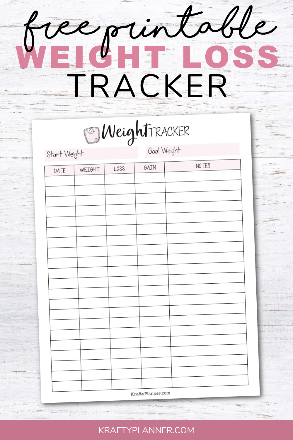 Free Printable Weight Loss Tracker Krafty Planner Free Weight Loss 