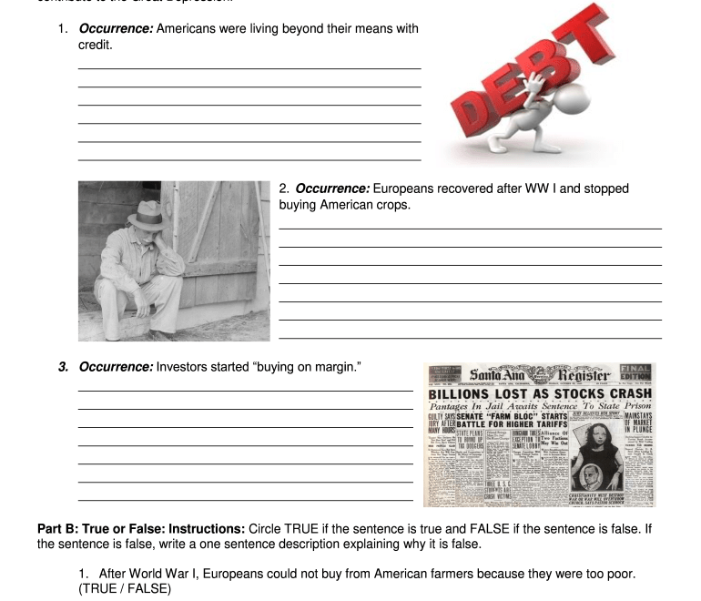Free Printable Worksheets On The Great Depression