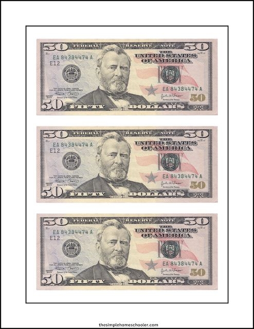 2025 50 Dollar Bill Printable