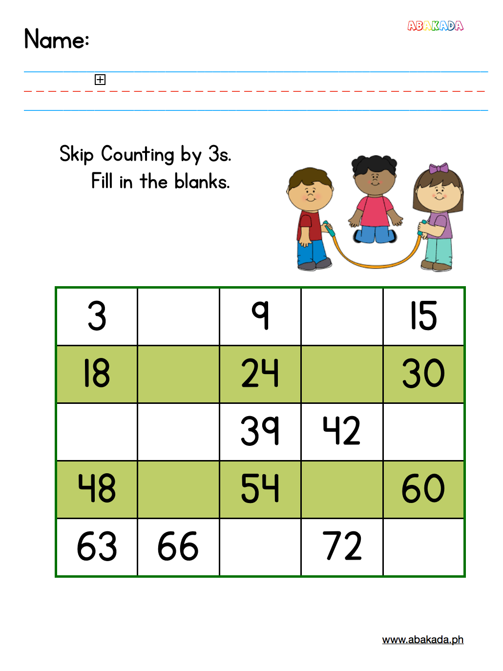 Free Skip Counting By 3s Worksheet Math Printable Worksheets 