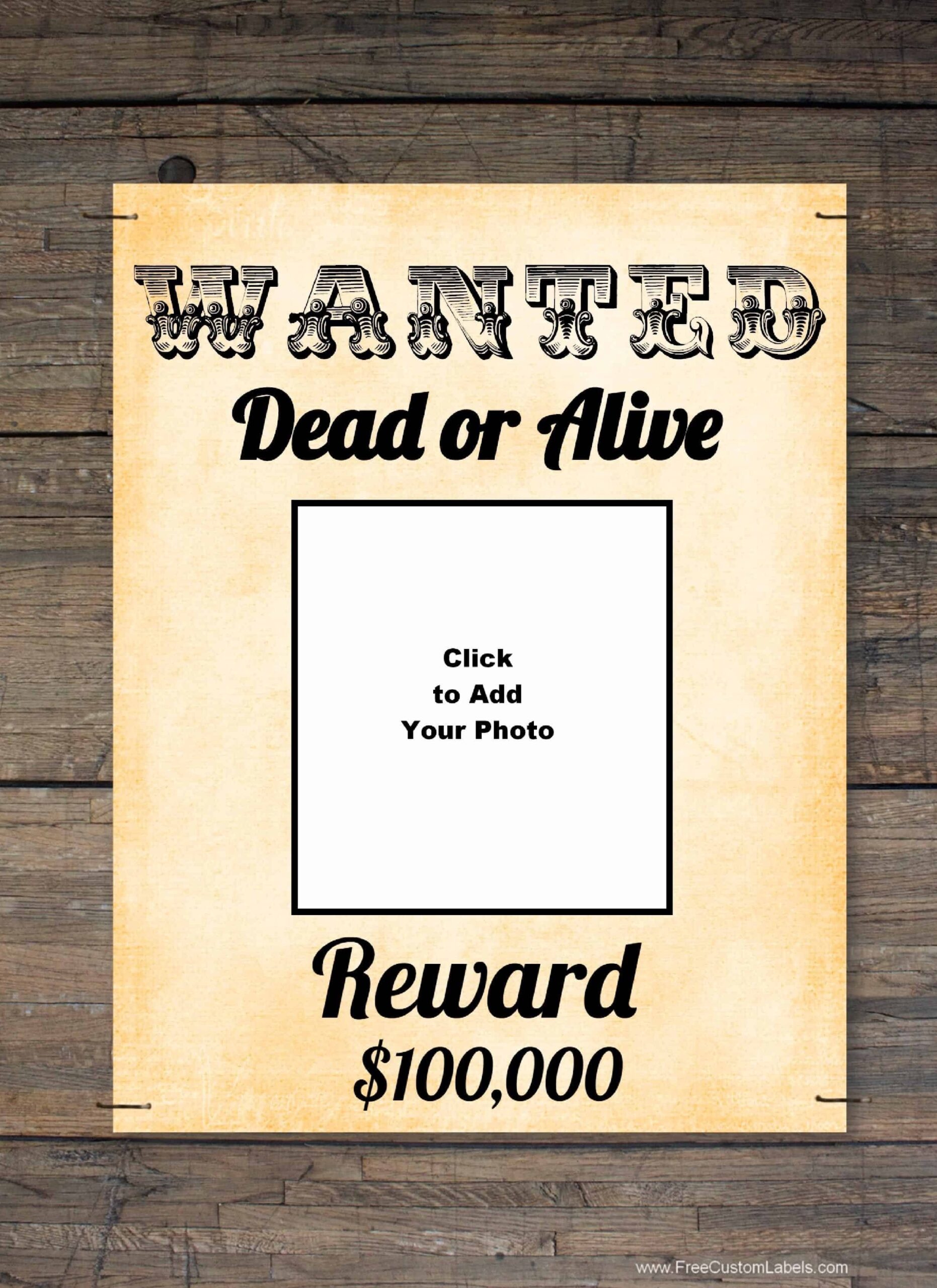 Printable Wanted Poster Template Free
