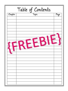  FREEBIE Interactive Notebook Table Of Contents By Pray Love And Teach