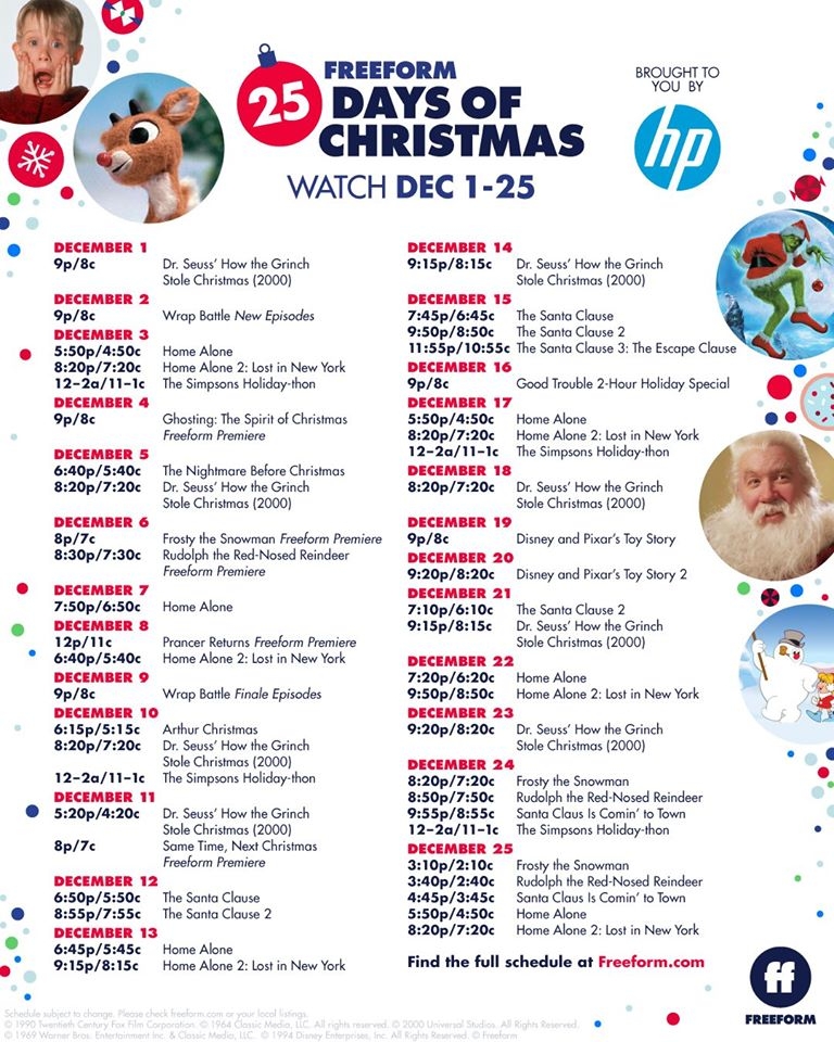 Freeform Holiday Schedule 2025 Tarek Ivy
