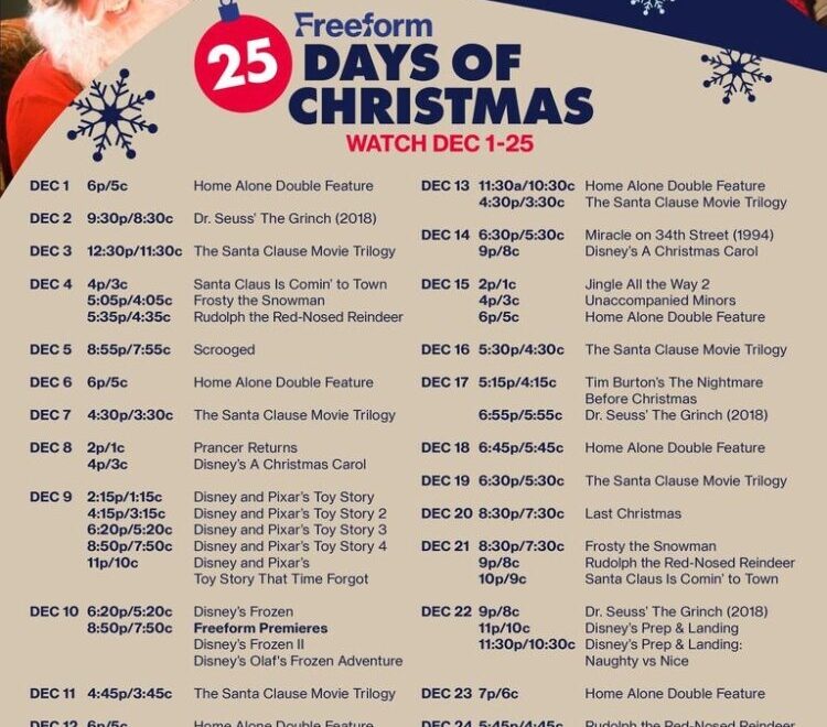 Freeform Schedule Christmas 2025 Alyssa Edments