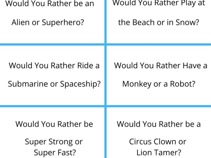 Funniest Would You Rather Questions For Kids PDF Free Printable Happy