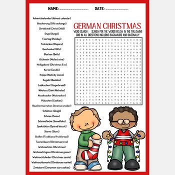 GERMAN CHRISTMAS Word Search Puzzle Worksheet Activity By Mind Games Studio
