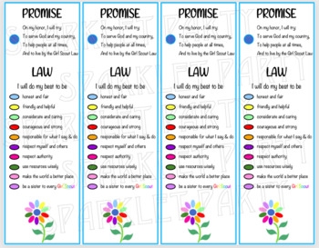 Girl Scout Promise And Law Bookmark Printable By Sparklet Party TPT