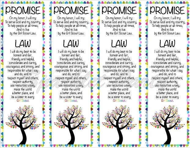 Girl Scout Promise And Law Bookmark Printable Etsy Canada
