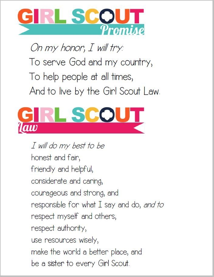 Girl Scout Promise And Law Printables Sample Template