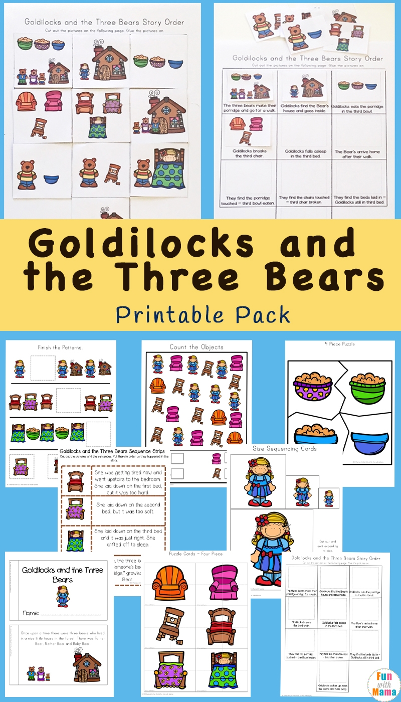 Goldilocks And The Three Bears Printable Pack Fun With Mama