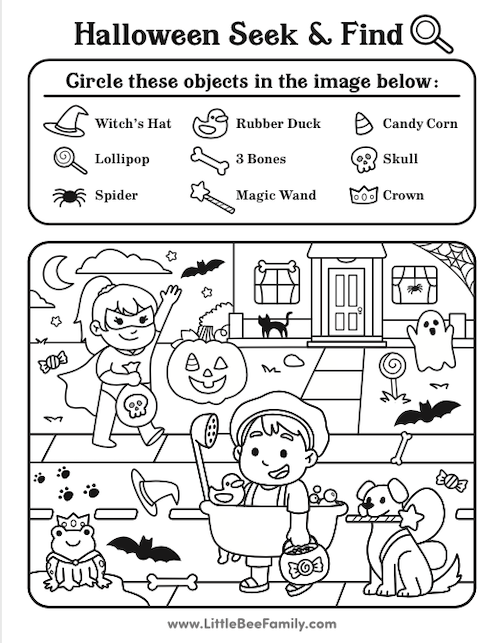 Halloween Seek And Find Activity Little Bee Family
