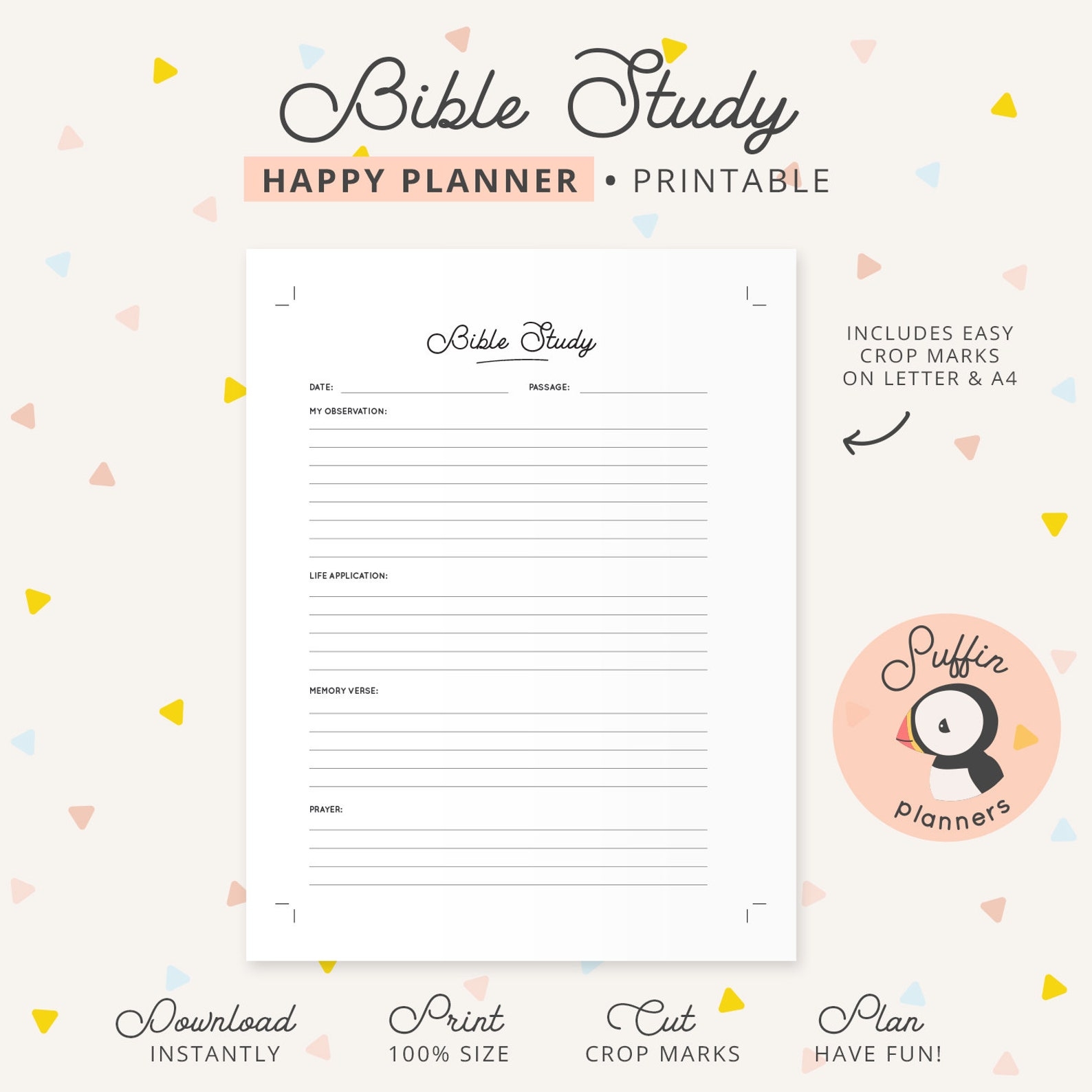 Happy Planner Bible Study Printable Bible Study Notes Etsy
