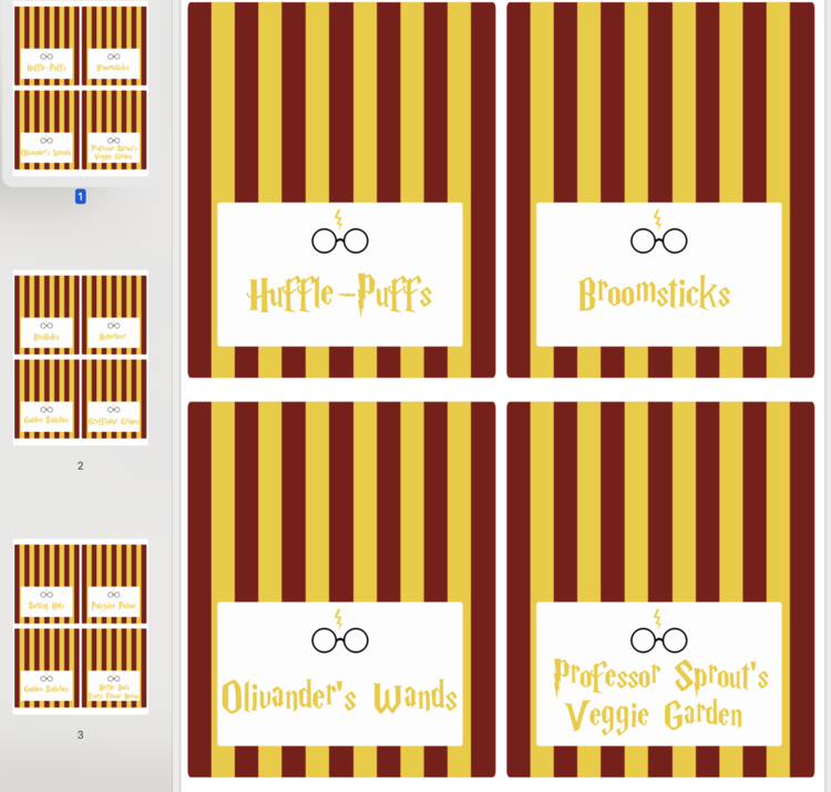 Harry Potter Food Labels Free Printable