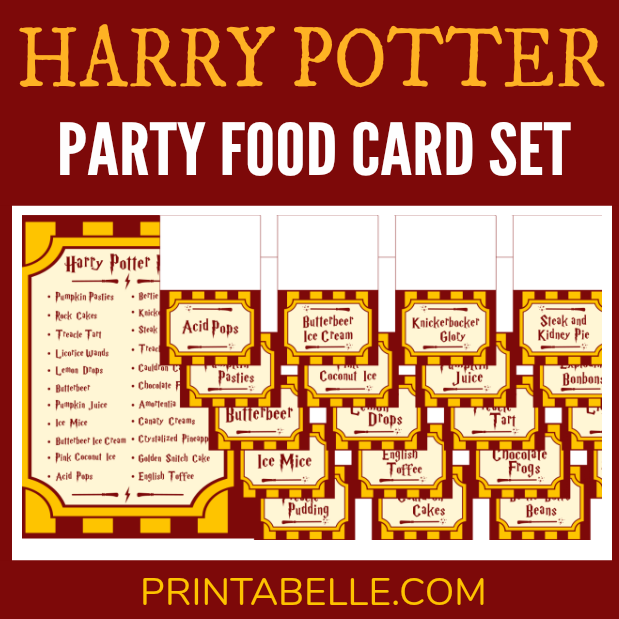 Harry Potter Party Printable Food Cards Free Sign Printabelle