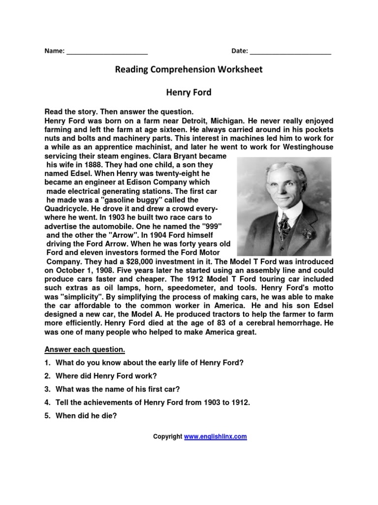 Henry Ford History Of An Invention Worksheet Live Worksheets 