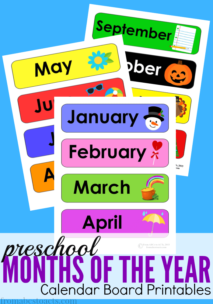 Printable Months Of The Year For Preschool