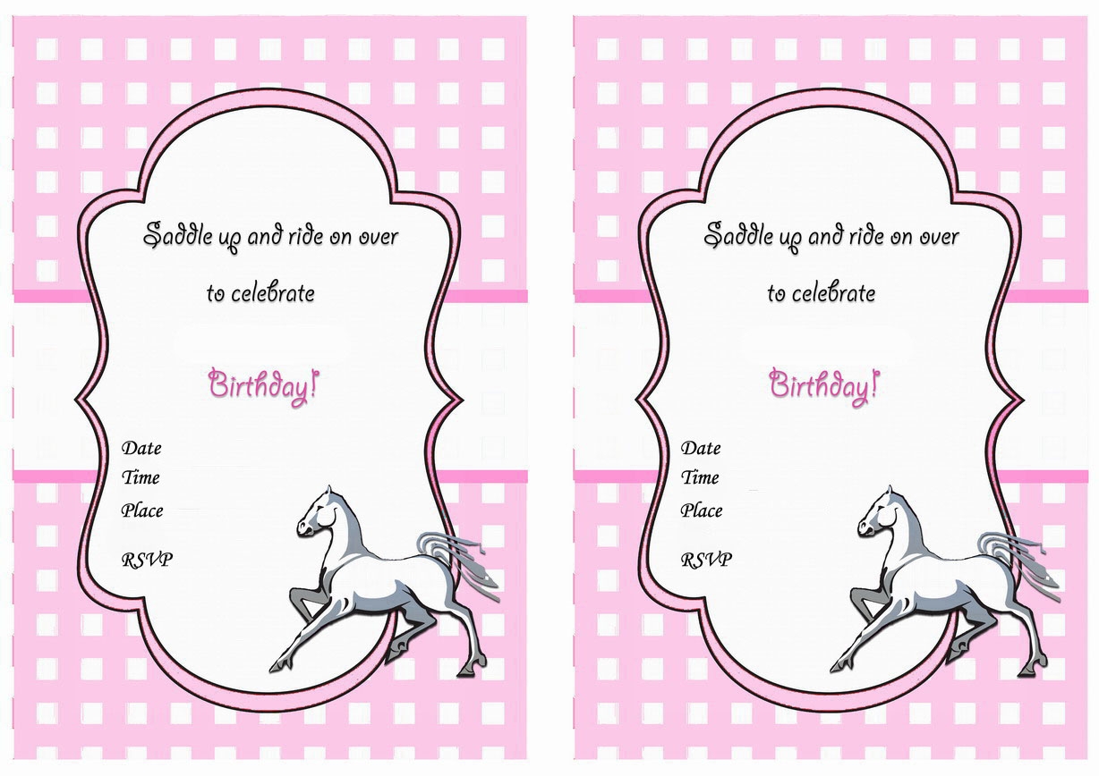 Horse Birthday Invitations Birthday Printable