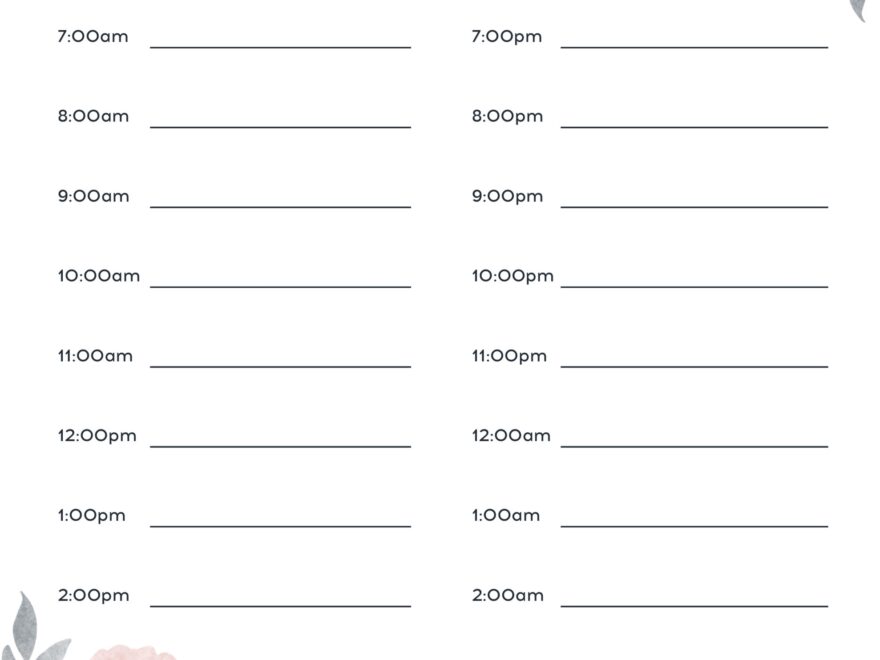 Hourly Planners 20 FREE Printables Printabulls