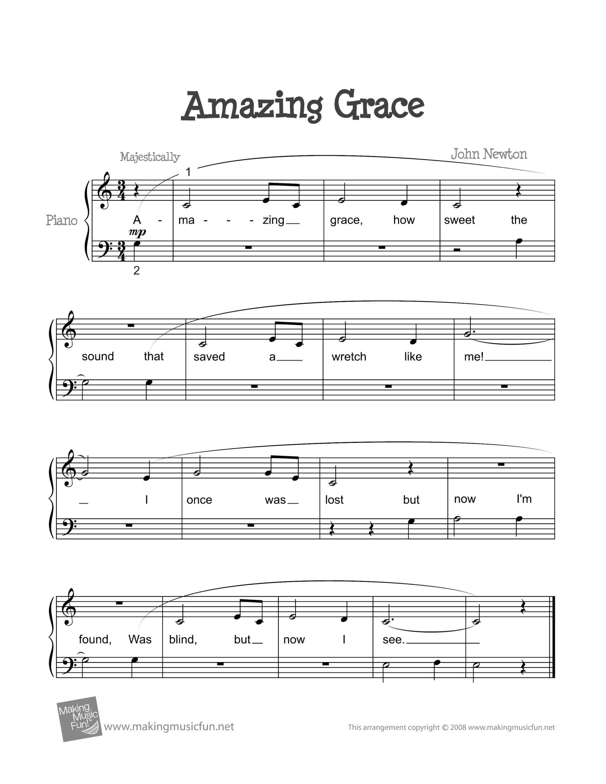 Hymn Amazing Grace Sheet Music Pdf Free Score Download 