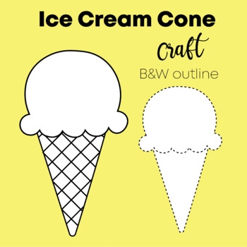 Ice Cream Cone Printable Craft Template Outlines Clip Art TPT