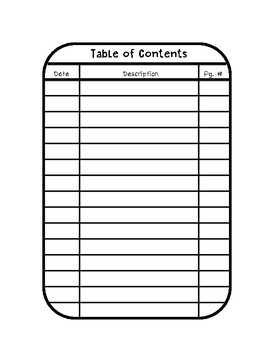 Interactive Notebook Table Of Contents Page By Sassy In 6th TpT