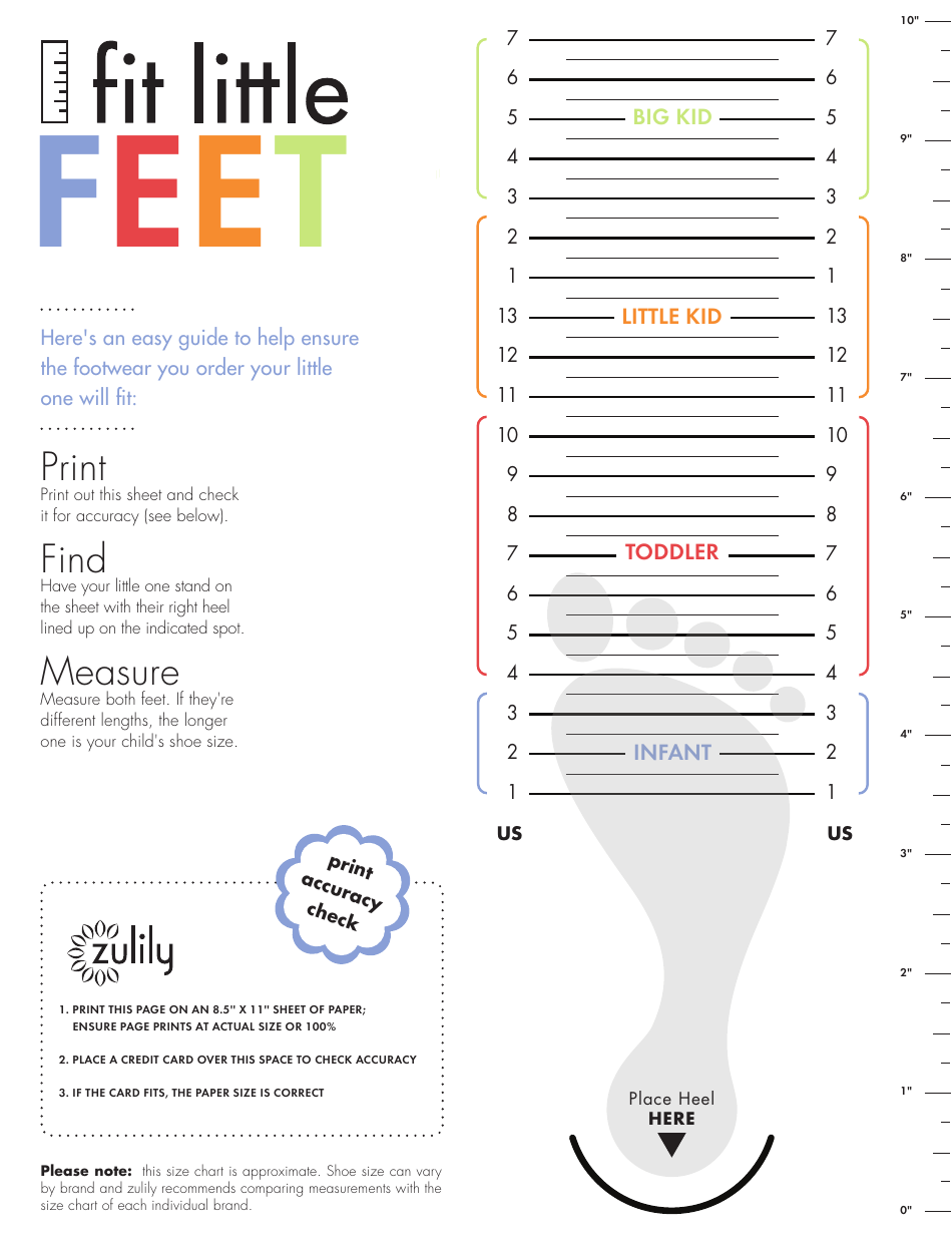 Kids Shoe Size Printable Chart Kids Shoe Size Printable Chart