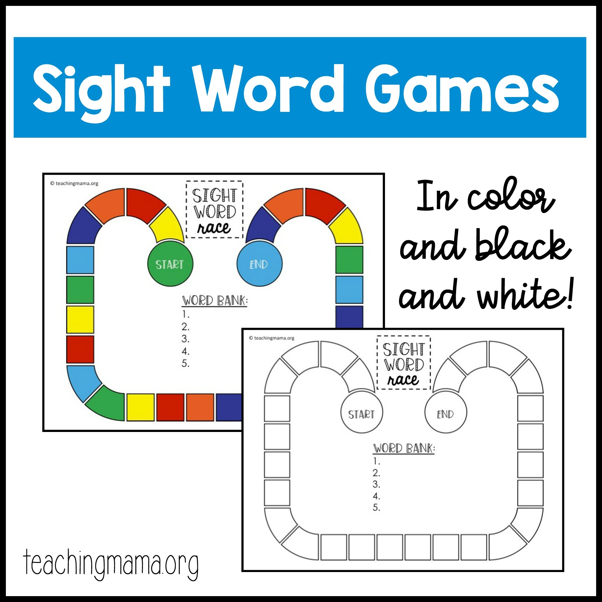 Kindergarten Sight Word Games Printable Techasse