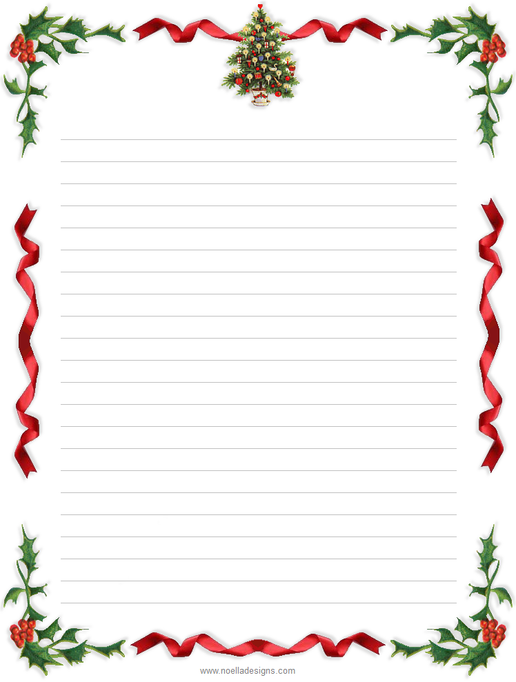 Lined Stationery 4 Free Printable Stationery Christmas Stationery 