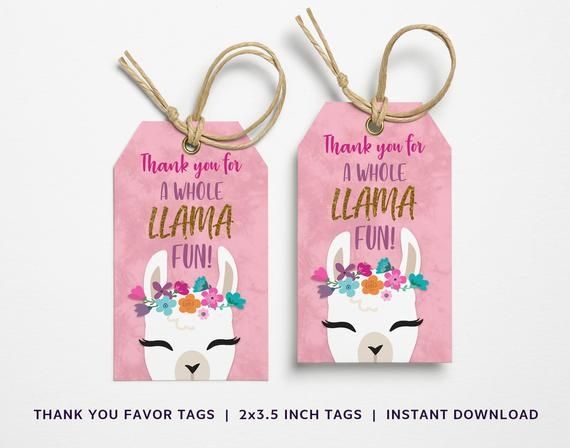 Llama Thank You Printable Favor Tags Printable File Digital Etsy 