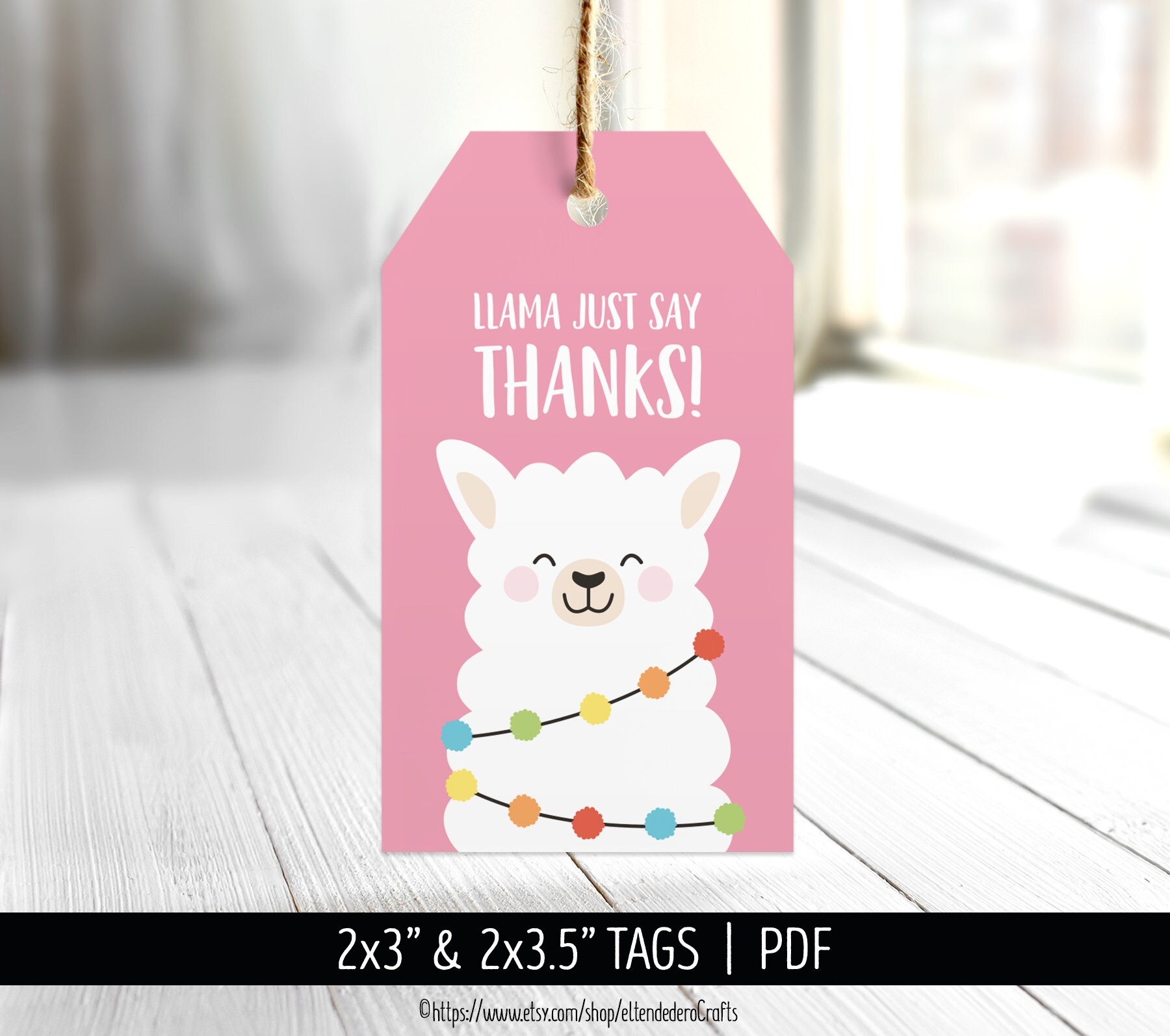 Llama Thank You Tags Birthday Party Favor Tags Printable Etsy