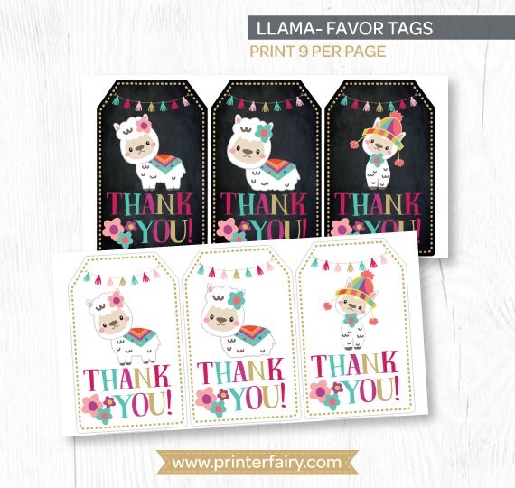 Free Printable Llama Thank You Tags