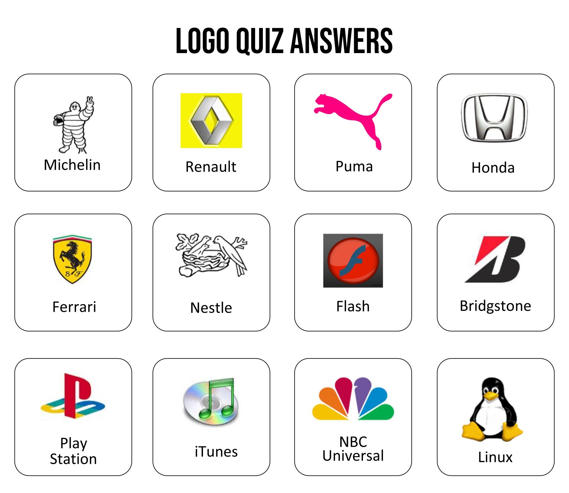 Guess The Logo Quiz Printable