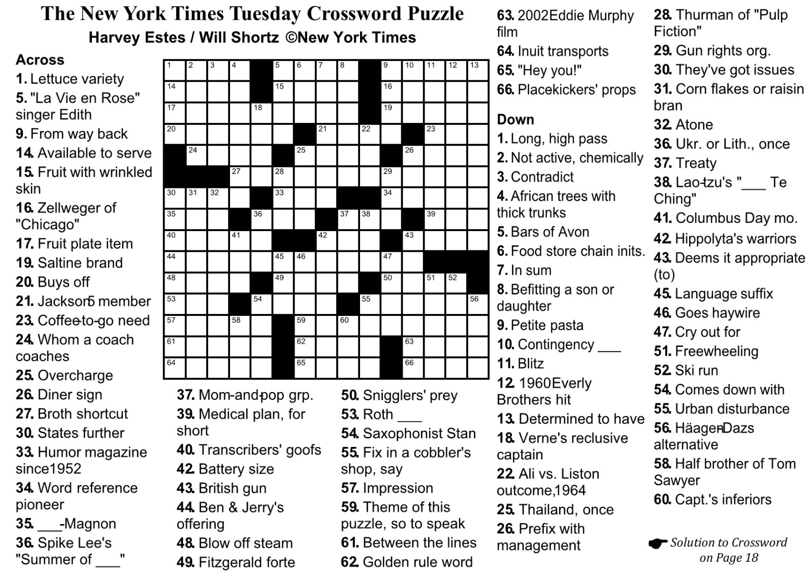 Los Angeles Times Crossword Printable