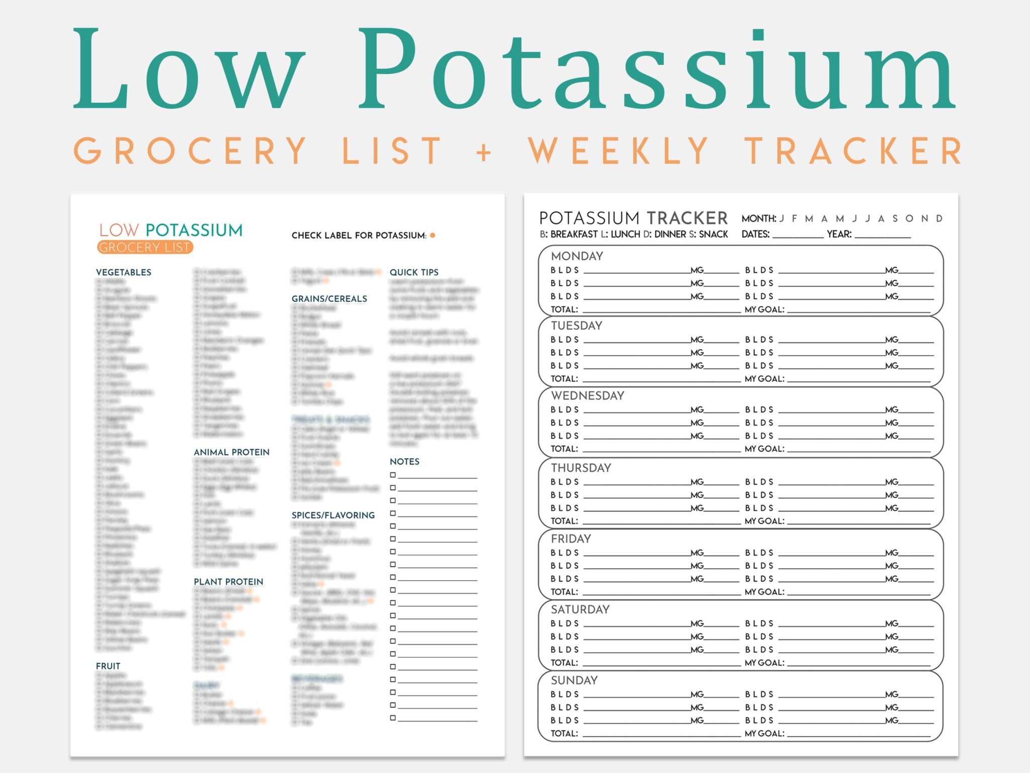 Low Potassium Food List Printable - Download & Print Free Educational ...