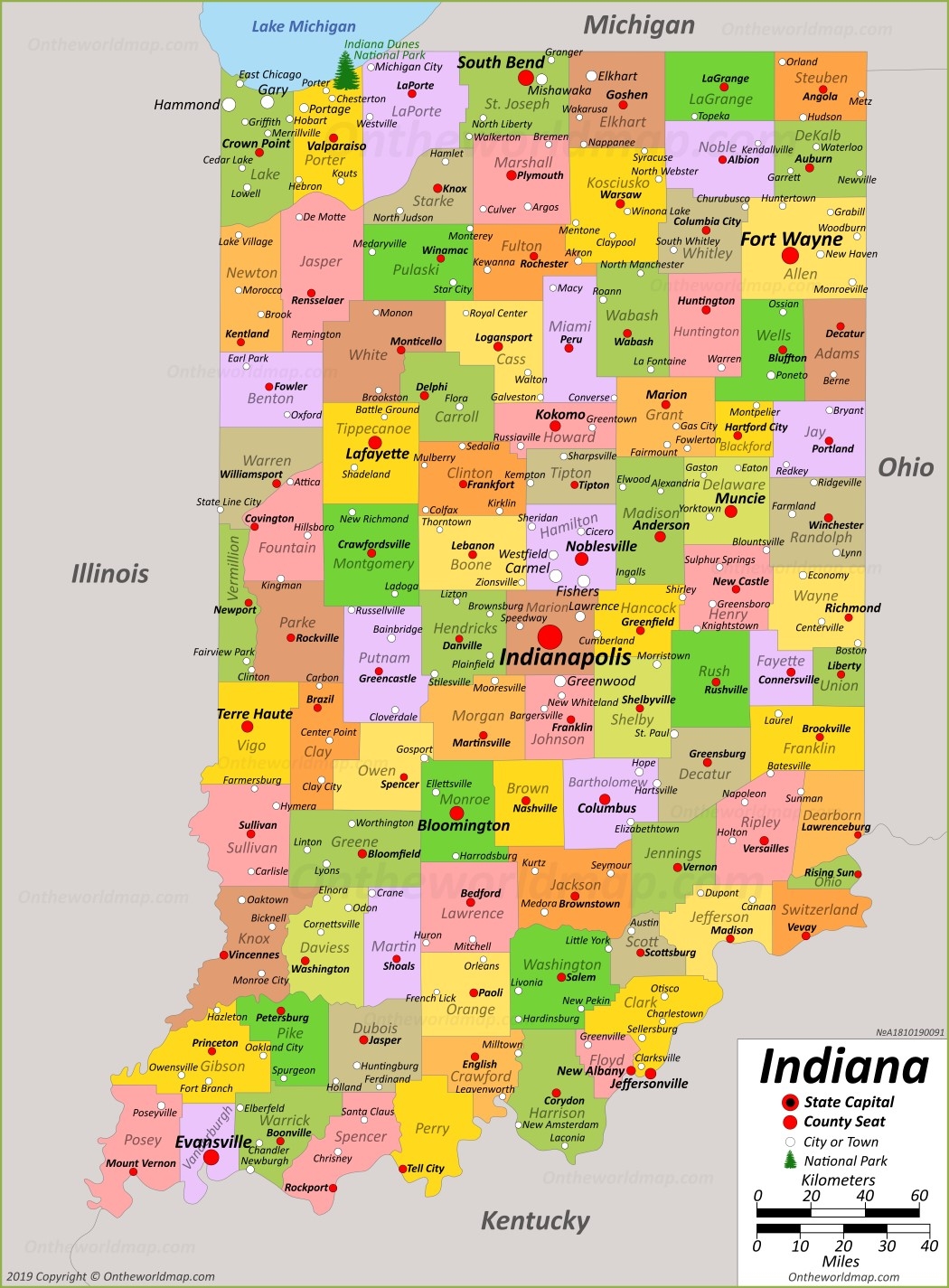 Map Of Indiana Counties Printable