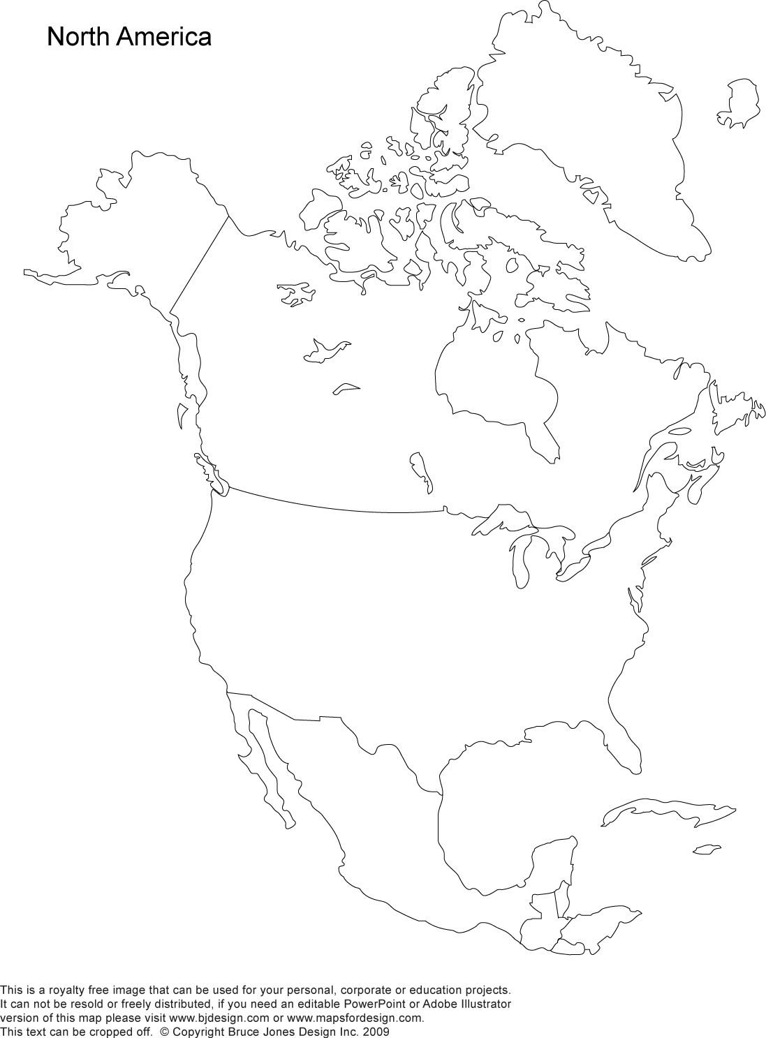 Outline Map Of North America Printable