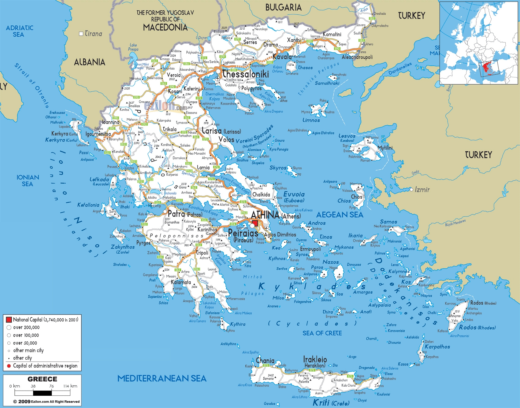Printable Map Of Greece In English