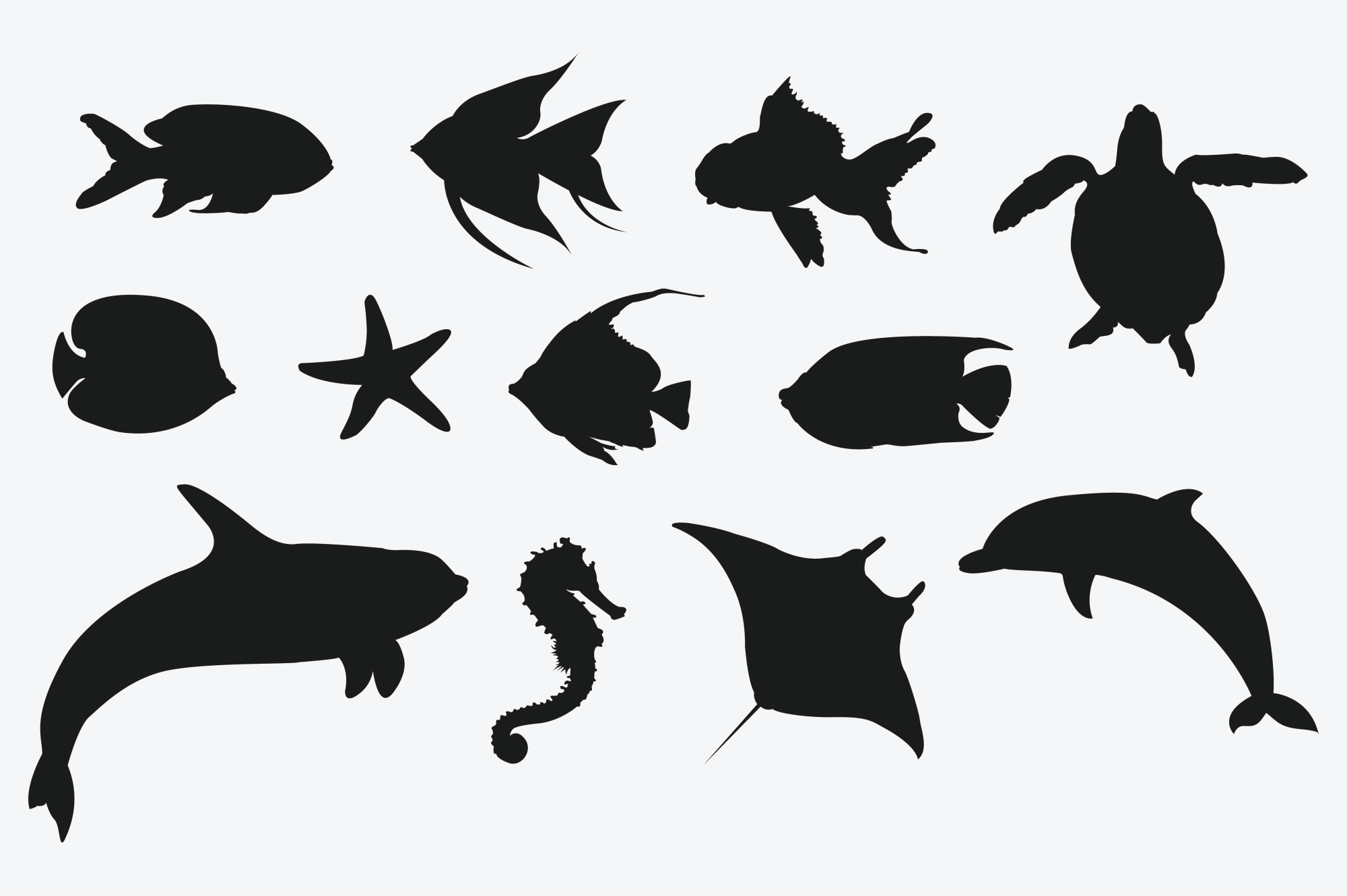 Marine Animal Silhouettes For Crafters