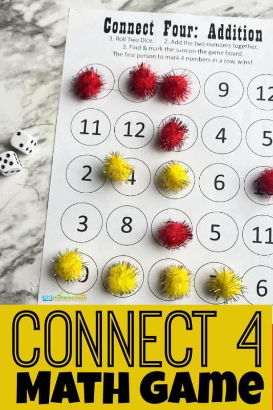 Connect Four Math Game Printable