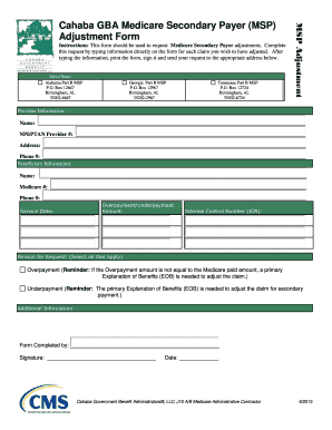 Medicare Secondary Payer Adjustment Form Part B Fill And Sign 