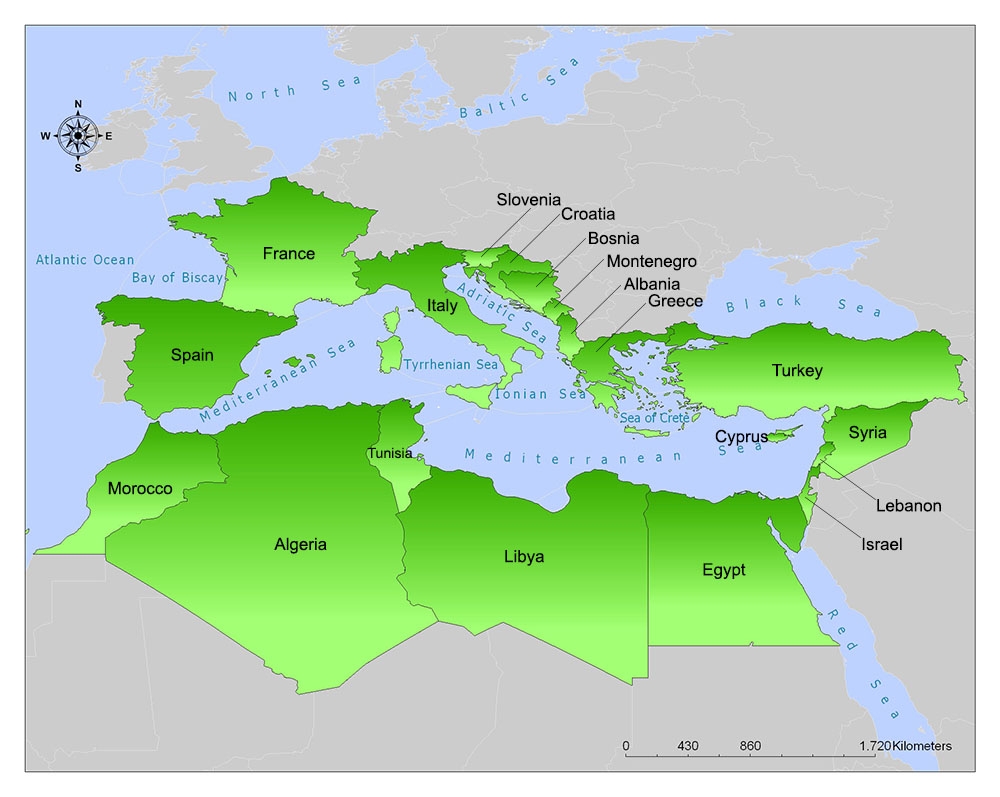 Printable Map Of Mediterranean Countries