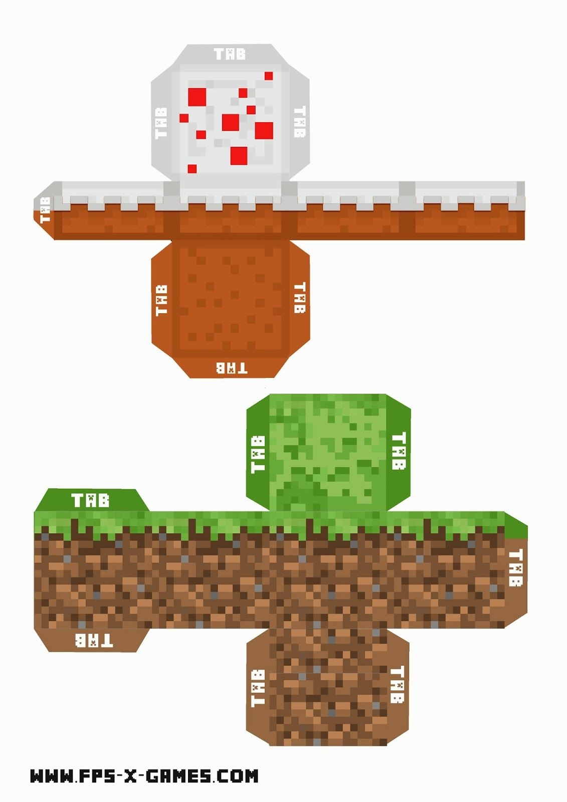Minecraft Printable Grass And Cake Block Minecraft Crafts Minecraft 