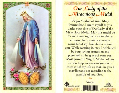Miraculous Medal Prayer Card Miraculous Medal Prayer Card